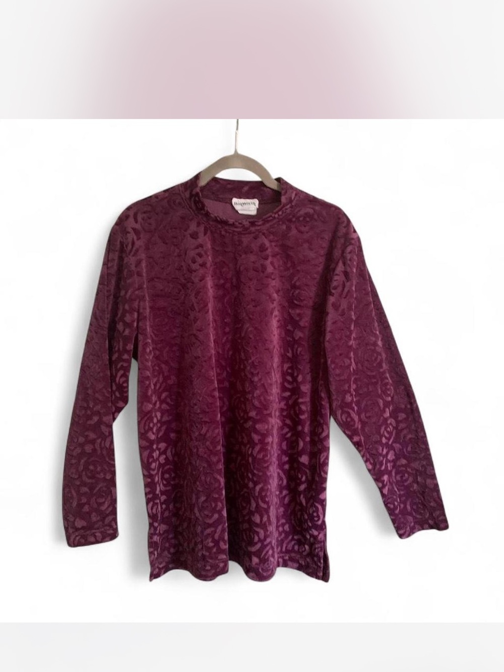 Fairy Cottagecore BonWorth Plum Velvet Burnout Top size S